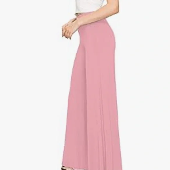 Made by Johnny Women's Solid Casual Comfy Stretchy Wide Leg Palazzo Lounge Pants - Picture 2 of 8